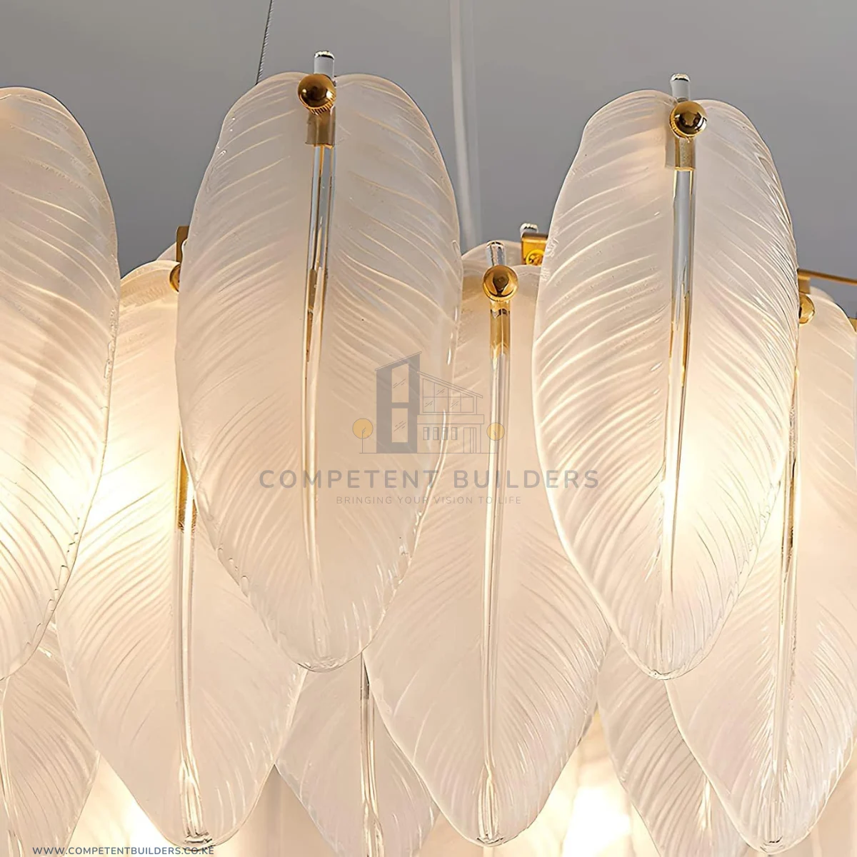 Modern Feather Design Chandelier Ceiling Light Oval - Image 4