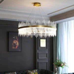 Modern Gold Finish Round Chandelier Ceiling Light