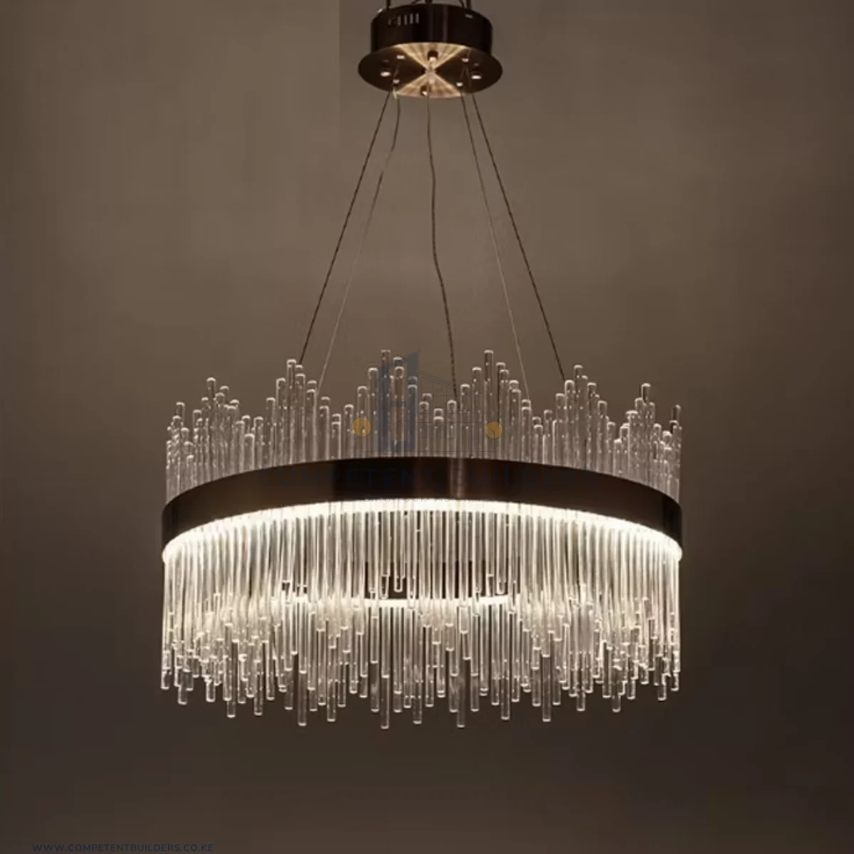 Modern Gold Finish Round Chandelier Ceiling Light - Image 2