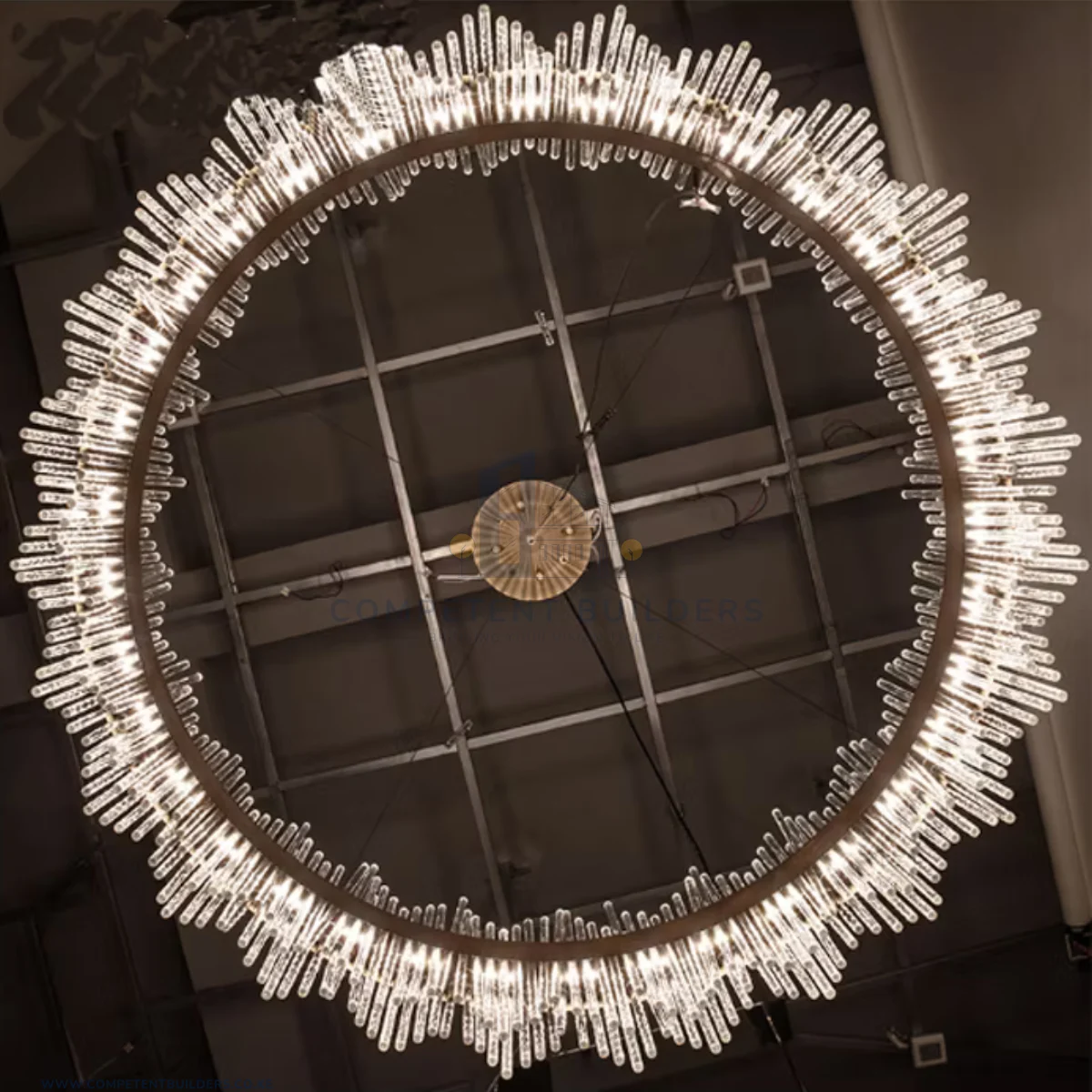 Modern Gold Finish Round Chandelier Ceiling Light - Image 3