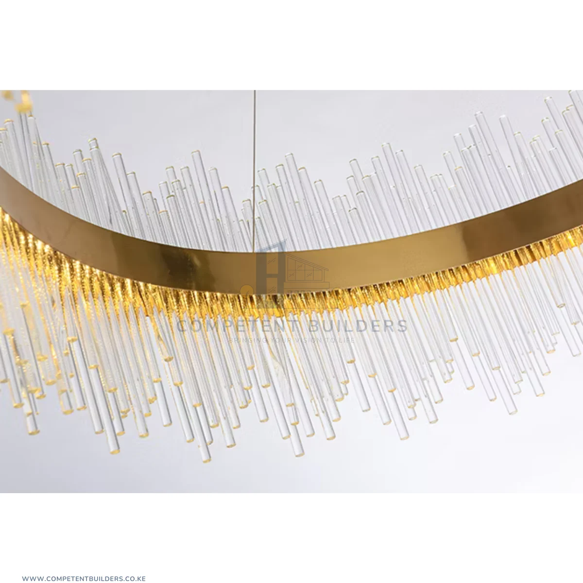 Modern Gold Finish Round Chandelier Ceiling Light - Image 4