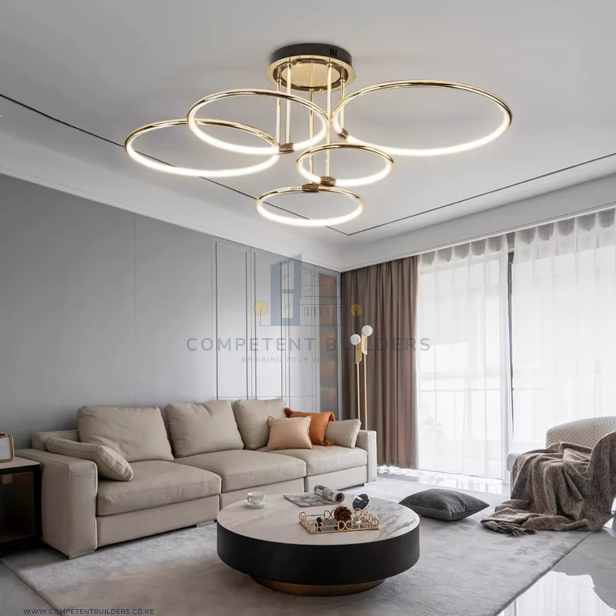 Modern LED 5 Ring Ceiling Chandelier - Image 2