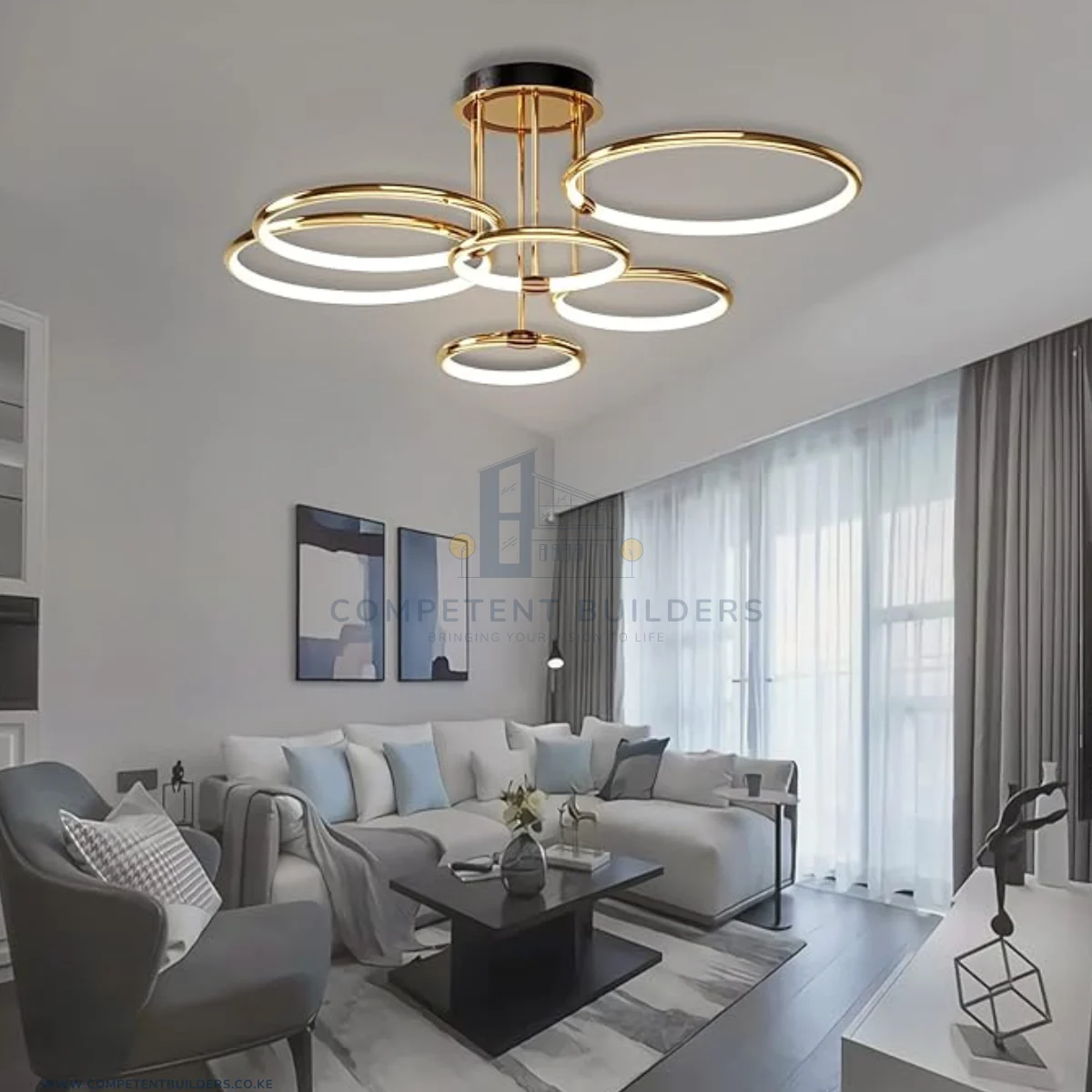 Modern LED 5 Ring Ceiling Chandelier - Image 3