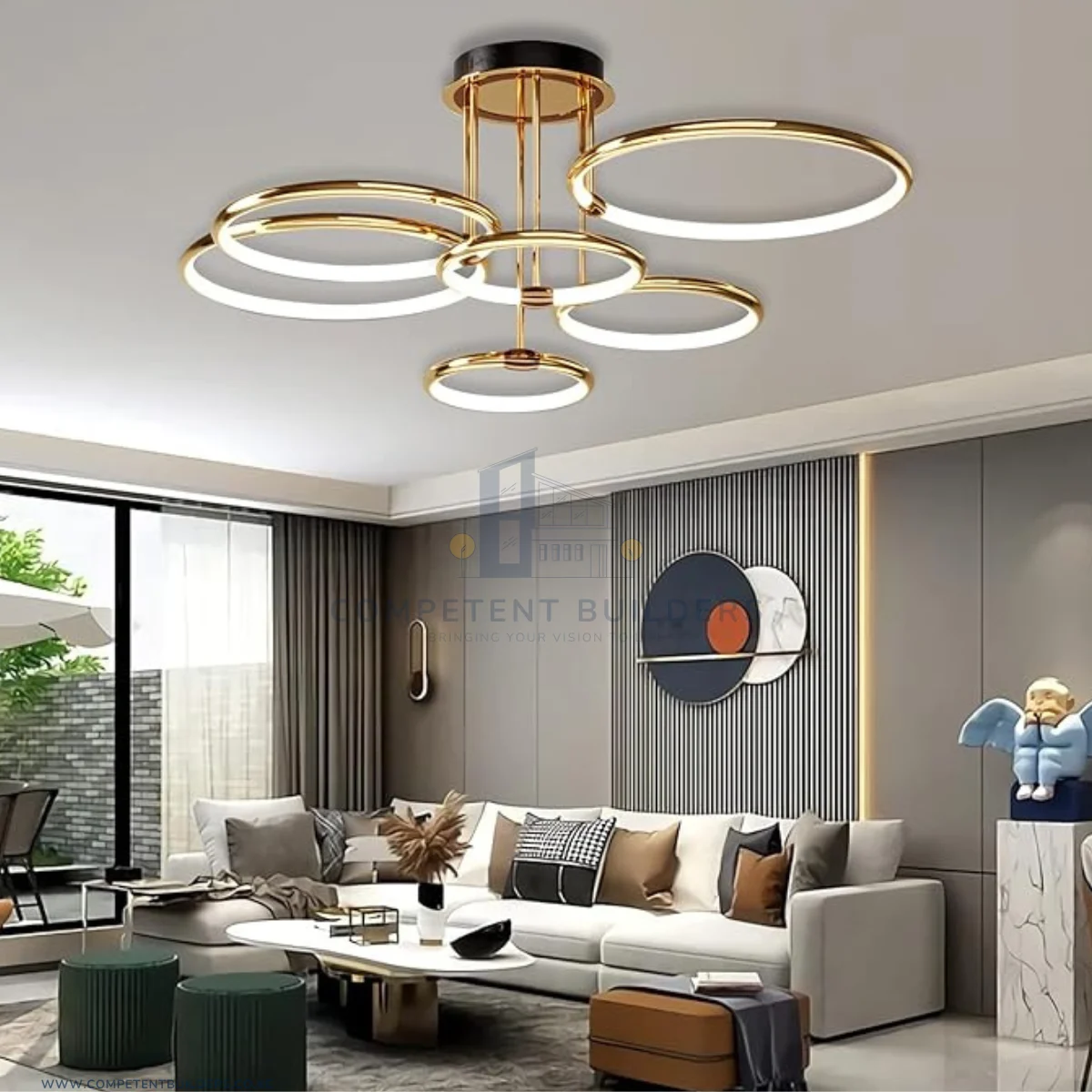 Modern LED 5 Ring Ceiling Chandelier - Image 4
