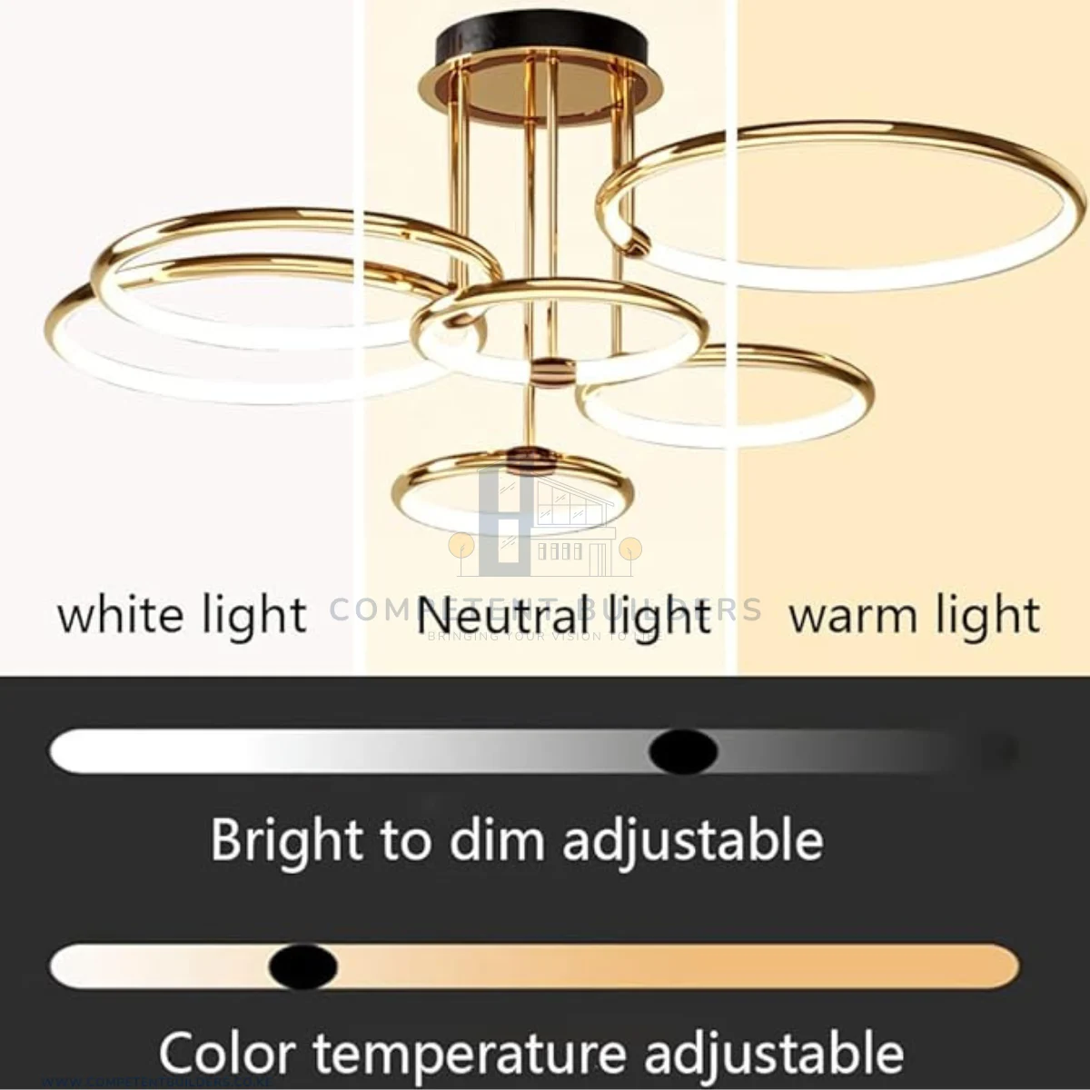 Modern LED 5 Ring Ceiling Chandelier - Image 6