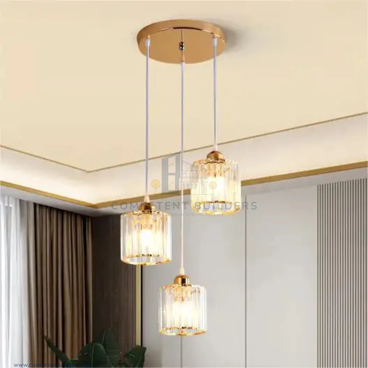 Nordic 3 Bulb Crystal Pendant Chandelier Ceiling Light