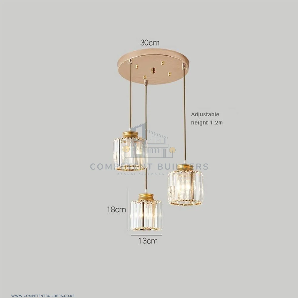 Nordic 3 Bulb Crystal Pendant Chandelier Ceiling Light - Image 2