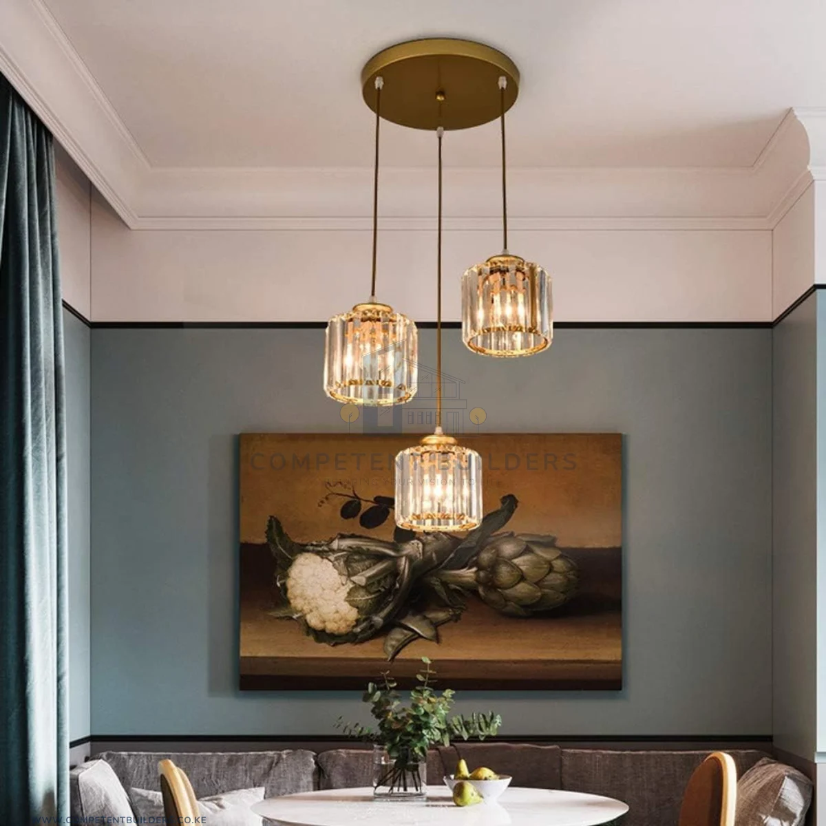 Nordic 3 Bulb Crystal Pendant Chandelier Ceiling Light - Image 3