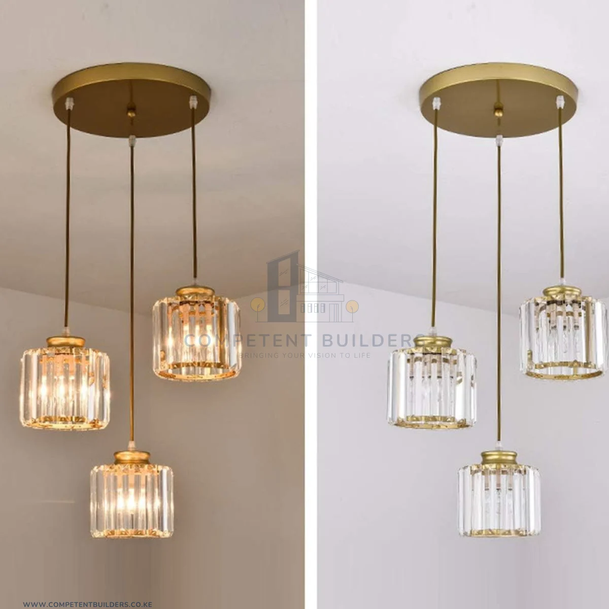 Nordic 3 Bulb Crystal Pendant Chandelier Ceiling Light - Image 4
