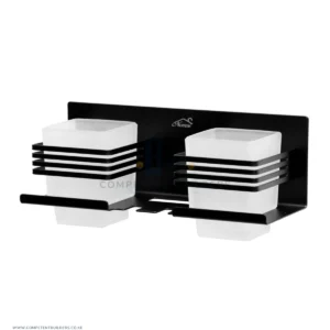 Premium Double Tumbler + Toothbrush Holder – Black