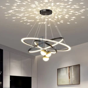 Round Ring Chandelier LED Ceiling Lights - Black