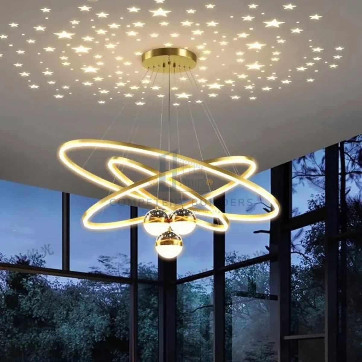Round Ring Chandelier LED Ceiling Lights - Gold