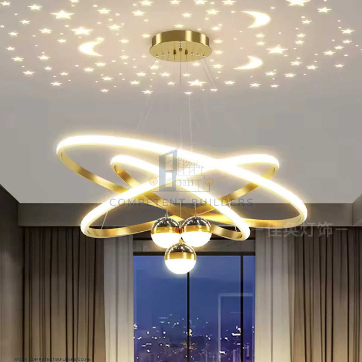 Round Ring Chandelier LED Ceiling Lights - Gold - Image 2